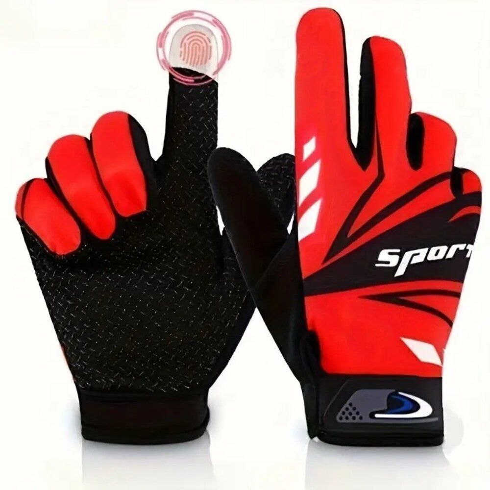 1 Pair Lightweight Breathable Unisex Full-finger Gloves for Outdoor Riding